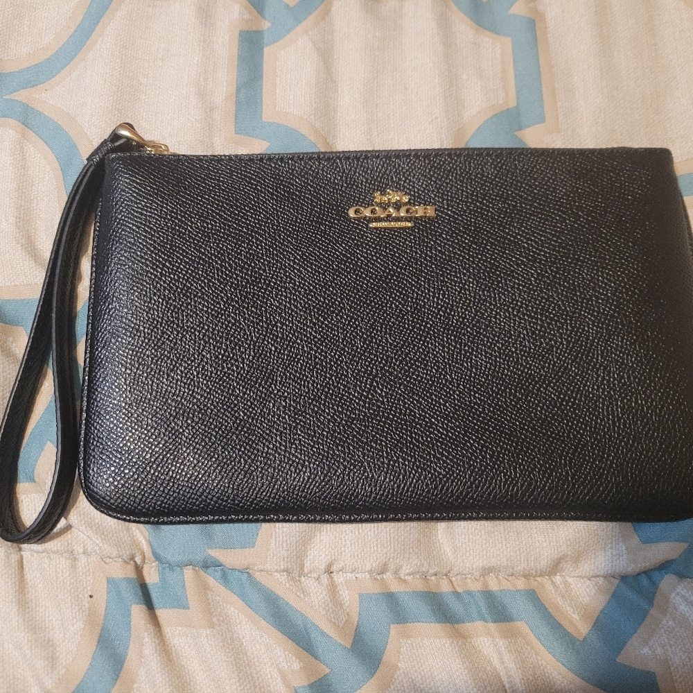 Coach Black Textured Wristlet